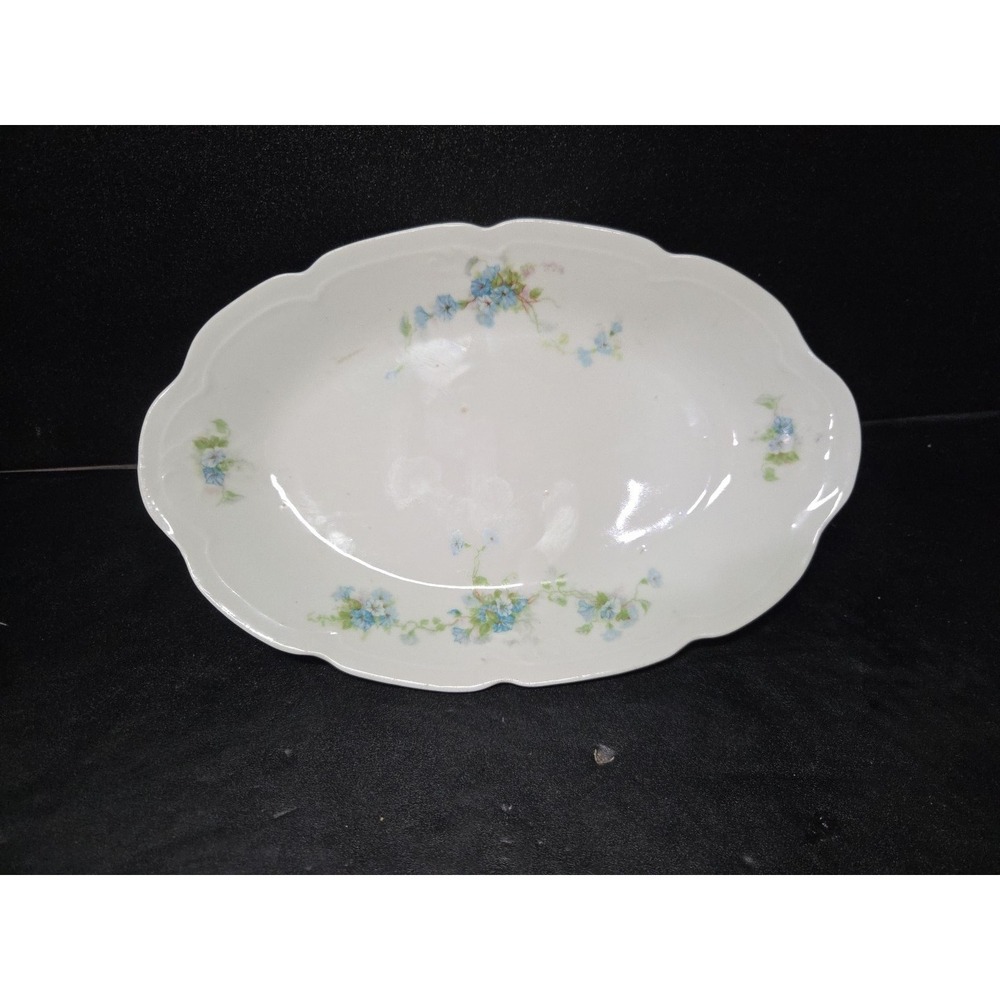 Savoy BB&F Blue Floral Platter, Vintage Serving Ware, Bone‎ China, Gold Accents